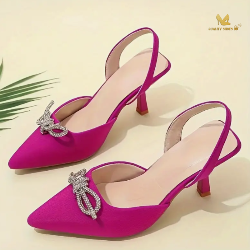 Bowknot High-Heeled Pointed Toe Shoes,