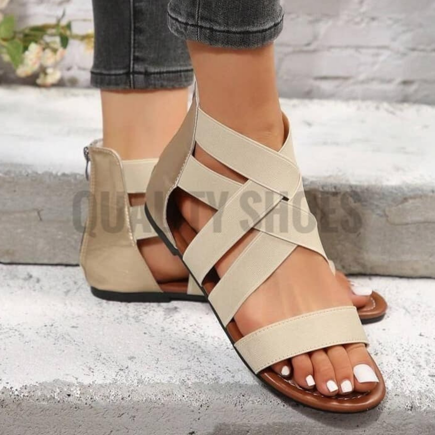 Zip Back Ankle Strap Quality Shoes BD