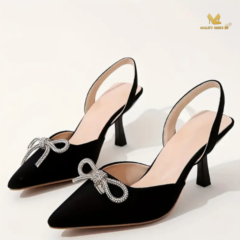 Bowknot High-Heeled Pointed Toe Shoes,